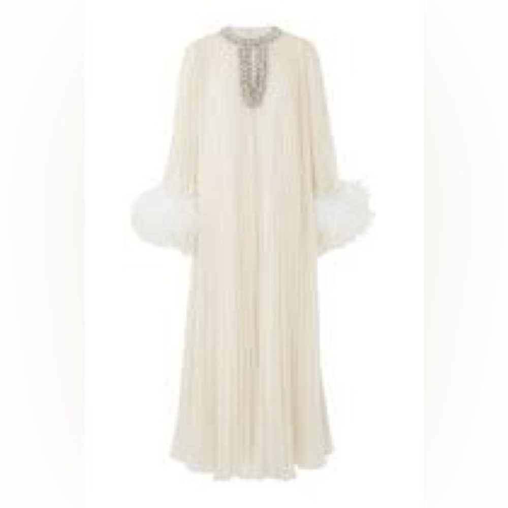 Self Portrait crystal pleated chiffon gown 0
